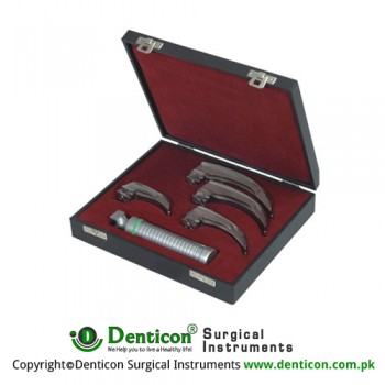 MaxBright™ Fiber Optic McIntosh Larynogscope Set With Battery Handle Ref:- AN-890-01 and Blades Ref:- AN-710-00 to AN-710-01 Stainless Steel,